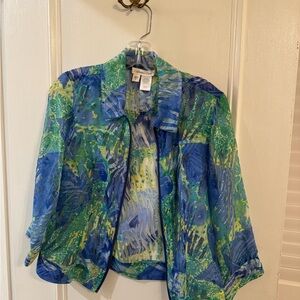 Coldwater Creek Colorful Sheer zip up lightweight jacket 4